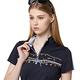【Lynx Golf】女款吸濕排汗抗UV合身版鎖鍊金箔印花短袖立領POLO衫-深藍色 product thumbnail 5