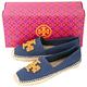 TORY BURCH Elisa 編織串珠LOGO麻料草編休閒鞋(深藍色) product thumbnail 5