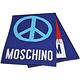 MOSCHINO 義大利製love & peace品牌LOGO圖騰混羊毛圍巾(寶藍系) product thumbnail 2