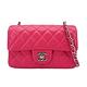 二手品 Chanel Mini Flap 銀雙C菱格小羊皮斜背鍊包-20cm(桃紅) product thumbnail 2