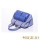 義大利BGilio-十字紋牛皮雙色典雅手提包(附小包)-藍色1965.003-09 product thumbnail 4