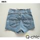 馬甲式交叉綁帶高腰牛仔短褲 (共二色)-Q-chic product thumbnail 5