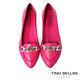 Tino Bellini 巴西進口尖楦牛皮金屬鍊飾舒足平底鞋-桃紅 product thumbnail 4