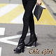 修身雙拉鏈純棉緊身褲 (黑色)-Chic Girl product thumbnail 2