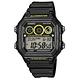 CASIO 10年電力亮眼設計方形數位錶(AE-1300WH-1A)-黑框x黃錶圈/42m product thumbnail 2