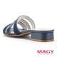 MAGY 雙材質拼接造型低跟拖鞋 藍色 product thumbnail 5
