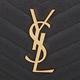 YSL-金LOGO V字縫線魚子醬皮革拉鍊長夾(黑) product thumbnail 7