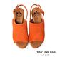 Tino Bellini 西班牙進口飽和原色牛麂皮魚口楔型涼鞋-橘 product thumbnail 4