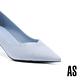 高跟鞋 AS 極簡美學新經典LOGO燙印牛仔布尖頭高跟鞋－藍 product thumbnail 6