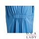 連肩袖鬆緊收腰寬鬆連身裙  (藍色)-O.S.A LADY product thumbnail 4