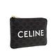 CELINE 經典CELINE品牌LOGO TRIOMPHE帆布小牛皮帶鉤零錢包 product thumbnail 2