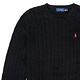 Polo Ralph Lauren 經典刺繡小馬圓領麻花針織毛衣-黑色 product thumbnail 3