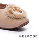 低跟鞋 MELROSE 奢華貂毛珍珠環飾牛皮楔型低跟鞋－杏 product thumbnail 6
