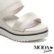 涼鞋 MODA Luxury 簡約率性一字帶異材質拼接楔型高跟涼鞋－米 product thumbnail 6