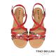 Tino Bellini 西班牙進口率性全牛皮線條平底涼鞋-紅 product thumbnail 3