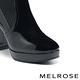 短靴 MELROSE 美樂斯 率性牛漆皮拼接彈力飛織布方頭美型高跟短靴－黑 product thumbnail 6