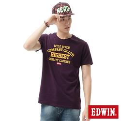 EDWIN T恤 撞色貼布繡T恤-男-暗紫