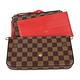 LV N63032棋盤格LOGO Damier Ebène帆布鏈帶扣式斜背手拿長夾(櫻桃紅 product thumbnail 5