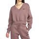 Nike As W Nsw Phnx Flc Crop Vneck 女款 燕麥色 V領 罩衫 長袖 FN3652-208 product thumbnail 2