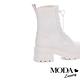 短靴 MODA Luxury 率性異材質拼接粗高跟短靴－白 product thumbnail 4