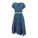 ILEY伊蕾 線條壓褶領結斜切裙擺長洋裝(藍色；M-2L)1232067460 product thumbnail 5