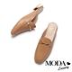 拖鞋 MODA Luxury 時尚質感金屬長釦方頭穆勒低跟拖鞋－咖 product thumbnail 5