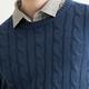 Arnold Palmer -男裝-麻花編織羅紋針織線衫-深藍色 product thumbnail 3