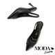 高跟鞋 MODA Luxury 內斂時髦鉚釘異材質拼接後繫帶高跟鞋－黑 product thumbnail 5