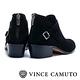 VINCE CAMUTO 側V字麂皮簍空交叉扣帶粗跟踝靴-絨黑 product thumbnail 5