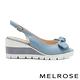 高跟鞋 MELROSE 氣質時尚蝴蝶結羊皮魚口後繫帶楔型高跟鞋－藍 product thumbnail 3