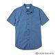 GIORDANO 男裝夏日棉麻短袖襯衫-13 中藍 product thumbnail 5