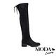 過膝靴 MODA Luxury 都市時尚彈力羊絨麂布燙鑽低跟過膝靴－黑 product thumbnail 3