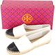 TORY BURCH COLOR-BLOCK 黑白牛皮拼接麻編平底鞋 product thumbnail 5