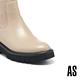 短靴 AS 率性時髦純色拼接牛皮切爾西厚底短靴－可可 product thumbnail 6