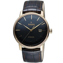 RADO 雷達錶 官方授權(R02) Coupole 系列經典時尚機械腕錶-黑/41mm