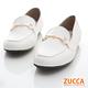 ZUCCA-環釦金屬皮革平底鞋-白-z6902we product thumbnail 6