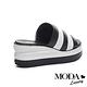 拖鞋 MODA Luxury 百搭俐落撞色異材質楔型厚底拖鞋－黑 product thumbnail 4