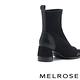 短靴 MELROSE 美樂斯 率性時髦丹寧拼接牛皮方頭高跟短靴－黑 product thumbnail 4