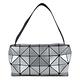 BAO BAO ISSEY MIYAKE 三宅一生字母LOGO三角幾何格拼接PVC 2X3拉鍊斜背包(銀) product thumbnail 2