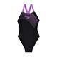 SPEEDO MEDLEY LOGO 女運動連身泳裝-游泳 競賽 SD81351816843 黑紫 product thumbnail 2