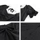 中大尺碼黑色泡泡袖方領白色荷葉拼接收腰顯瘦側開叉長洋裝L~4L-Ballet Dolly product thumbnail 9