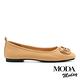 平底鞋 MODA MODAY 高質感飾釦全真皮方頭平底鞋－棕 product thumbnail 3