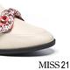 低跟鞋 MISS 21 經典質感印花緞帶馬銜釦樂福低跟鞋－米白 product thumbnail 6