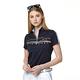【Lynx Golf】女款吸濕排汗抗UV合身版鎖鍊金箔印花短袖立領POLO衫-深藍色 product thumbnail 3