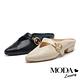 拖鞋 MODA Luxury 時尚復古金屬圓釦尖頭穆勒低跟拖鞋－黑 product thumbnail 7