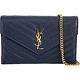 YSL Saint Laurent MONOGRAM 小型絎縫荔紋牛皮鍊帶信封包(深藍) product thumbnail 2