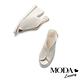涼鞋 MODA Luxury 俐落沖孔牛皮魚口楔型涼鞋－米 product thumbnail 5