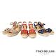 Tino Bellini 西班牙進口牛麂皮蝶型簍空麻編楔型涼鞋-橘 product thumbnail 6