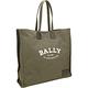 BALLY Crystalia XL 字母印花皮標帆布托特包(墨綠色) product thumbnail 5