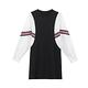 中大尺碼假兩件袖拼接紅黑條紋白色燈籠袖中間黑色洋裝L~4L-Ballet Dolly product thumbnail 2